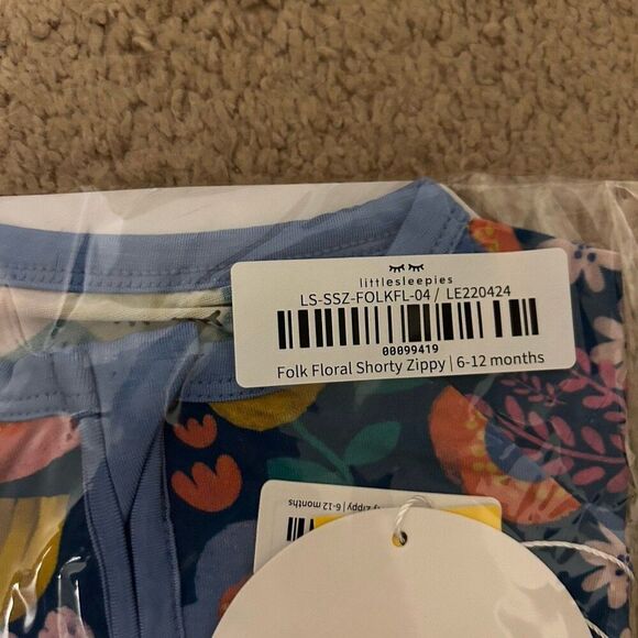 Folk Floral Shorty Zippy - 6-12 months Little Sleepies - Picture 2 of 2